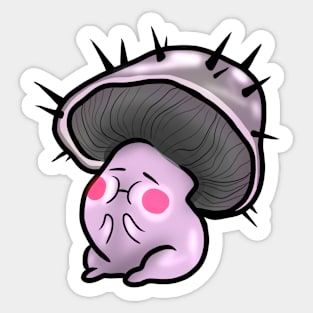 Pink blushing fluffy mushroom Sticker